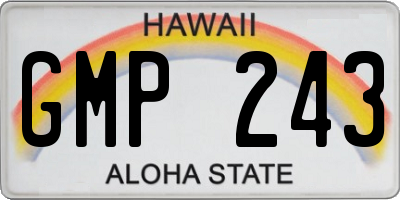 HI license plate GMP243