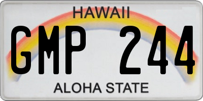 HI license plate GMP244