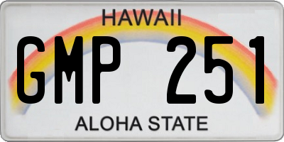 HI license plate GMP251