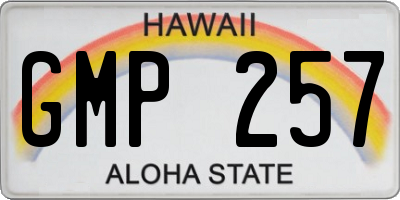 HI license plate GMP257