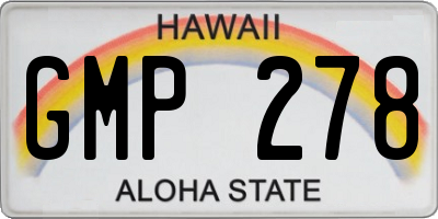 HI license plate GMP278