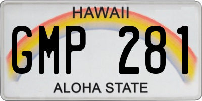 HI license plate GMP281