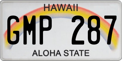 HI license plate GMP287