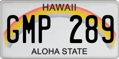 HI license plate GMP289