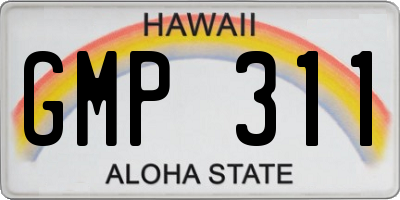 HI license plate GMP311