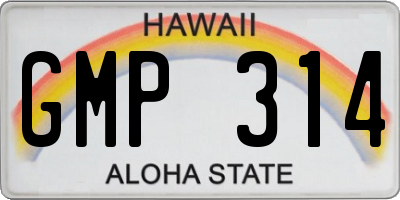 HI license plate GMP314