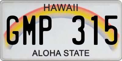 HI license plate GMP315