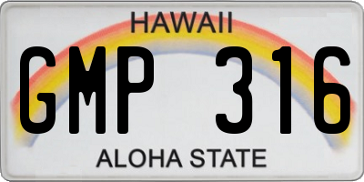 HI license plate GMP316