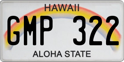 HI license plate GMP322