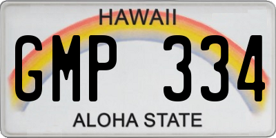 HI license plate GMP334