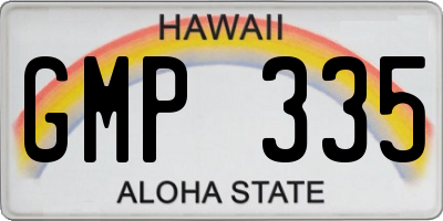HI license plate GMP335