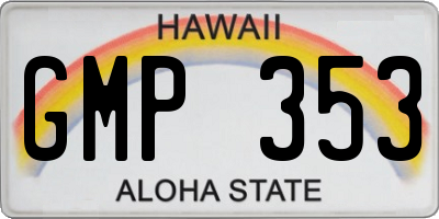 HI license plate GMP353