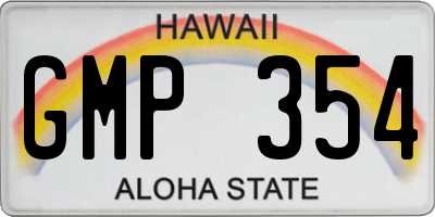 HI license plate GMP354