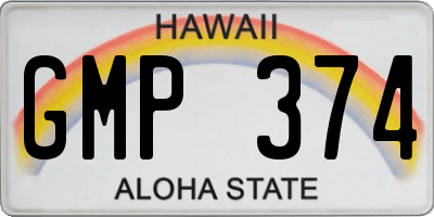 HI license plate GMP374