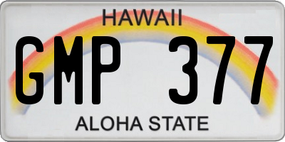 HI license plate GMP377