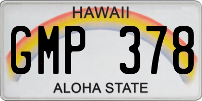 HI license plate GMP378