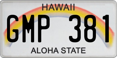 HI license plate GMP381