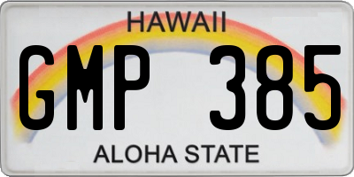HI license plate GMP385