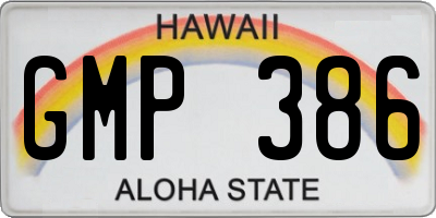 HI license plate GMP386