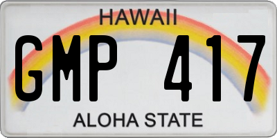 HI license plate GMP417