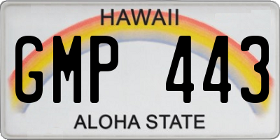 HI license plate GMP443