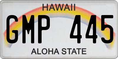 HI license plate GMP445