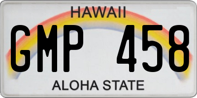 HI license plate GMP458