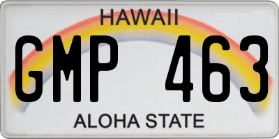 HI license plate GMP463