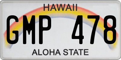 HI license plate GMP478
