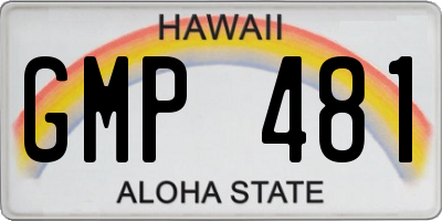 HI license plate GMP481