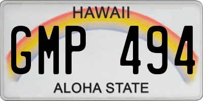 HI license plate GMP494