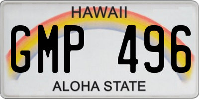 HI license plate GMP496