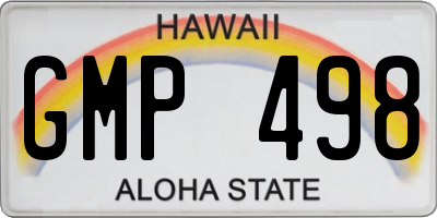 HI license plate GMP498