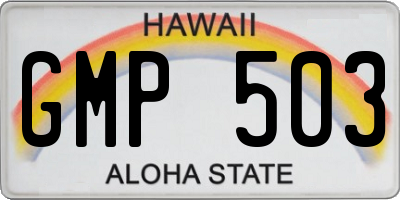 HI license plate GMP503