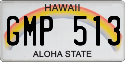 HI license plate GMP513