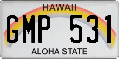 HI license plate GMP531
