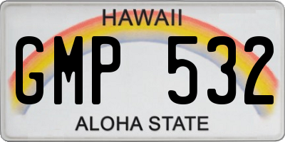 HI license plate GMP532