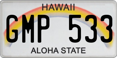 HI license plate GMP533