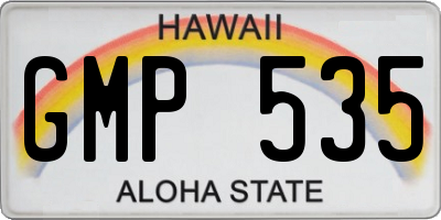 HI license plate GMP535