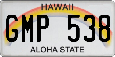 HI license plate GMP538