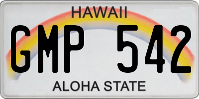HI license plate GMP542