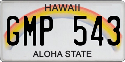 HI license plate GMP543