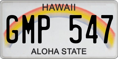 HI license plate GMP547
