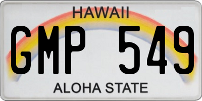 HI license plate GMP549