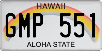 HI license plate GMP551