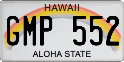 HI license plate GMP552