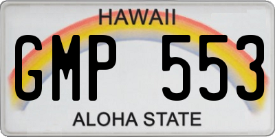 HI license plate GMP553