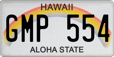 HI license plate GMP554