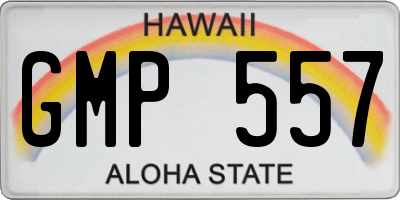 HI license plate GMP557