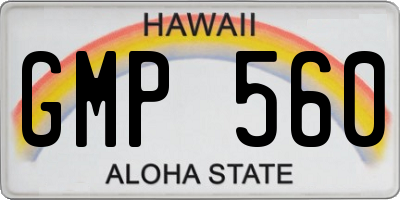 HI license plate GMP560